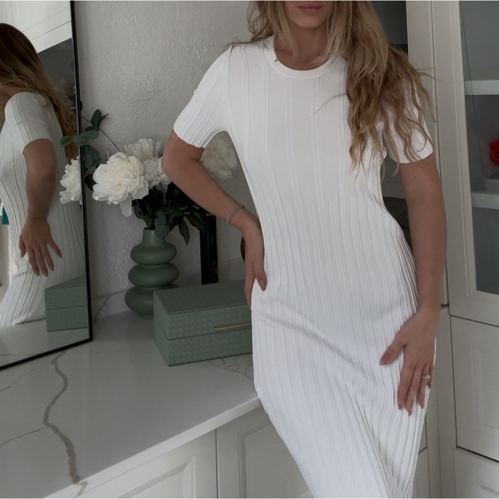 Helmut Lang Gray Bodycon Maxi Dress Crew Neck Casual
